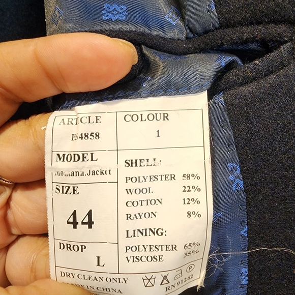 Enzo Tovare Italy Navy Blue Singke Breasted  Blazer Size 44L - Picture 10 of 15